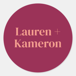 Pegatina Redonda Elegante Minimal Moderno Sobre Boda Cuadrado Cla