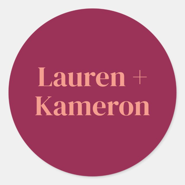 Pegatina Redonda Elegante Minimal Moderno Sobre Boda Cuadrado Cla (Anverso)