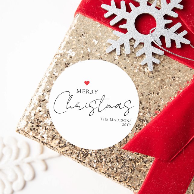 Pegatina Redonda Elegante Minimalista Feliz Navidad (Subido por el creador)