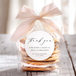 Pegatina Redonda Elegante Minimalista Gracias Boda