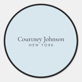 Pegatina Redonda Elegante Minimalista Lujo Boutique Negro/Azul