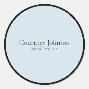 Pegatina Redonda Elegante Minimalista Lujo Boutique Negro/Azul