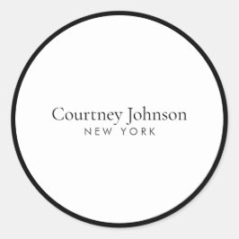 Pegatina Redonda Elegante Minimalista Lujo Boutique Negro/Blanco