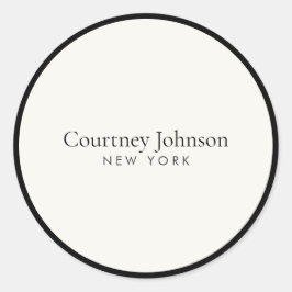 Pegatina Redonda Elegante Minimalista Lujo Boutique Negro/Marfil