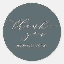Pegatina Redonda Elegante minimalista Rubor Art Deco Gracias
