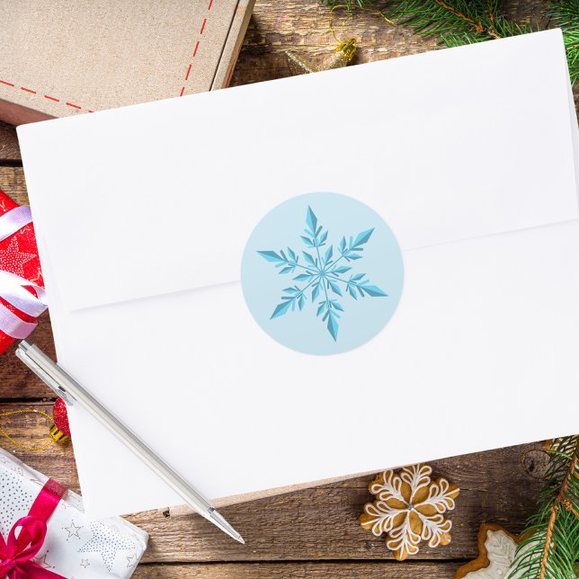 Pegatina Redonda Elegante Mínimo Simple Moderno Copo de Nieve de Na (Subido por el creador)