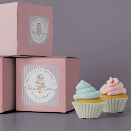 Pegatina Redonda Elegante Moda Violeta Acuarela Floral Pastelería