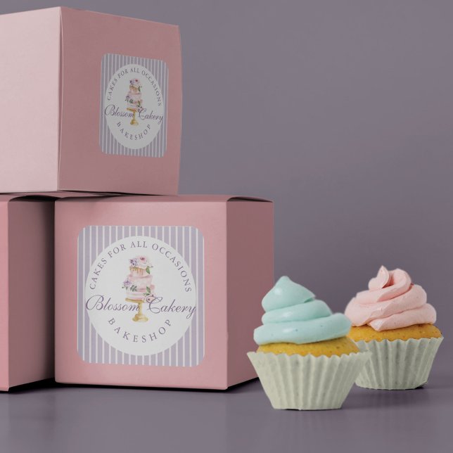 Pegatina Redonda Elegante Moda Violeta Acuarela Floral Pastelería (Subido por el creador)