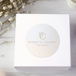 Pegatina Redonda Elegante Moderno Dos Monograma Inicial Profesional