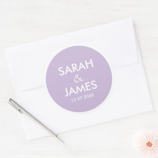 PEGATINA REDONDA ELEGANTE MODERNO NOMBRE PERSONALIZADO BODAS NARANJ