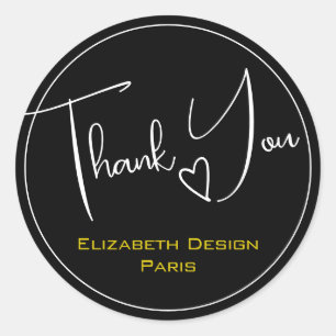 Pegatina Redonda Elegante Moderno Simple Blanco Blanco Llanto Graci