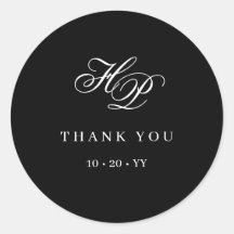 Elegante Monograma Boda inicial blanco y negro