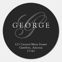 Elegante Monograma Dirección gris negro