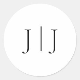 Pegatina Redonda Elegante Monograma Negro y Blanco