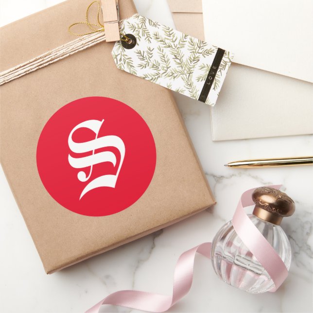 Pegatina Redonda Elegante Monograma S (Regalar)