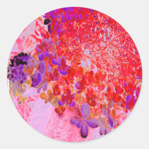 Pegatina Redonda Elegante morado y Naranja Limelight Hydrangea