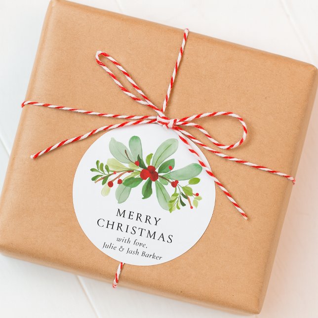 Pegatina Redonda Elegante Navidades acuáticos modernos (Subido por el creador)