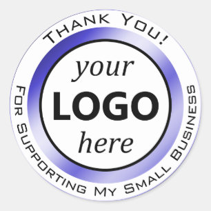 Pegatina Redonda Elegante Navy Blue White Gracias Por Tu Logo Aquí