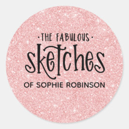 Pegatina Redonda Elegante negocio de artistas Purpurinas de chicas 