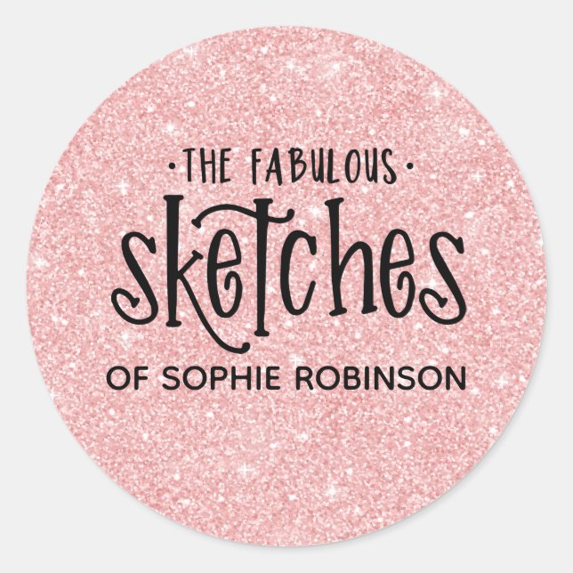 Pegatina Redonda Elegante negocio de artistas Purpurinas de chicas  (Anverso)