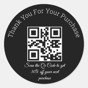 Pegatina Redonda elegante negro código qr de negocios gracias clási