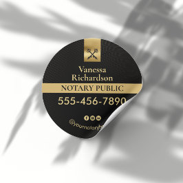 Pegatina Redonda Elegante Notario Oro Negro Skeleton Key Marketing