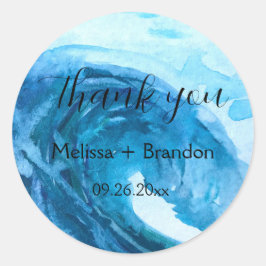 Pegatina Redonda Elegante Ocean Waves Beach Sea Destination Wedding