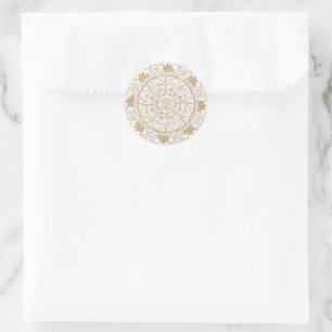 Pegatina Redonda Elegante Ojo Ojo Sol Luna Mandala Blanco