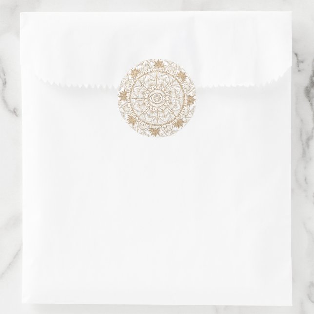 Pegatina Redonda Elegante Ojo Ojo Sol Luna Mandala Blanco (Bolso)