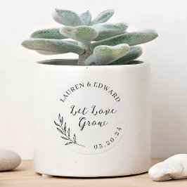 Pegatina Redonda Elegante oliage deja que el amor crezca el favor d