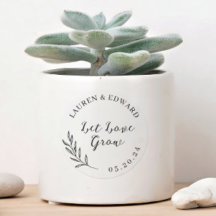 Pegatina Redonda Elegante oliage deja que el amor crezca el favor d