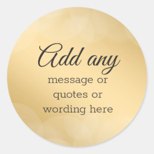 Pegatina Redonda Elegante oro con Bokeh personalizado