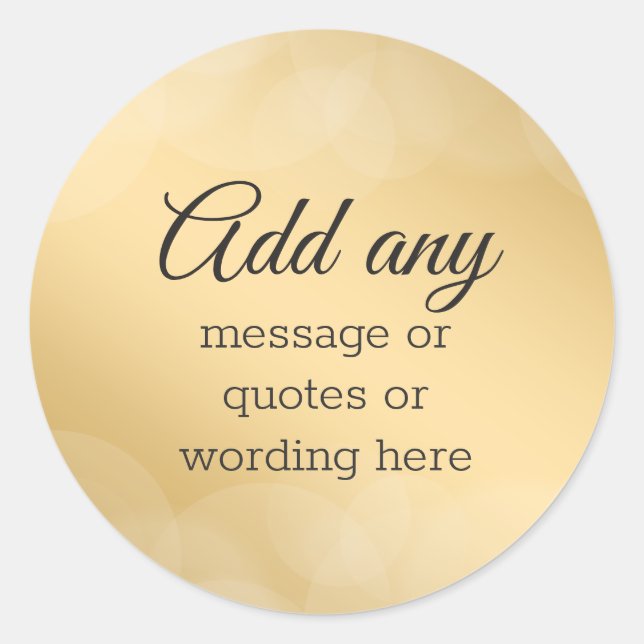 Pegatina Redonda Elegante oro con Bokeh personalizado (Anverso)