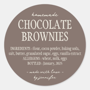 Pegatina Redonda Elegante Panadería Alimentos Ingredientes de la Le