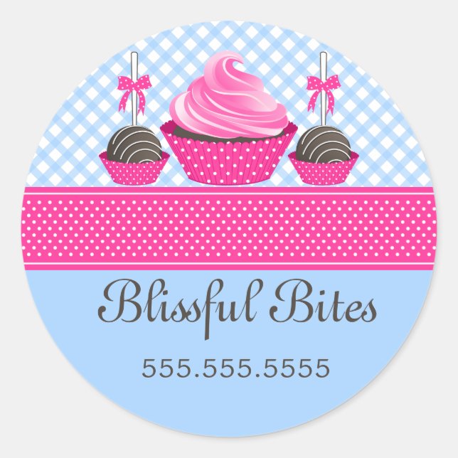 Pegatina Redonda Elegante Pastel de pasteles de pasteles de panader (Anverso)