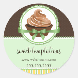 Pegatina Redonda Elegante Pastel de torta de menta Caja de panaderí