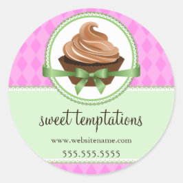 Pegatina Redonda Elegante Pastel de torta de menta Caja de panaderí