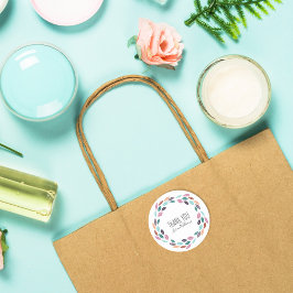 Pegatina Redonda Elegante Pastel Leafy Hair Stylist Floral Gracias