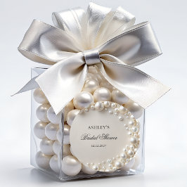 Pegatina Redonda Elegante Pastel Pearls Bridal Shower