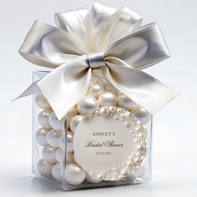 Pegatina Redonda Elegante Pastel Pearls Bridal Shower (Subido por el creador)