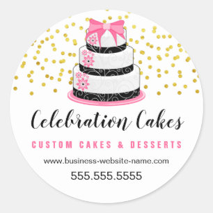 Pegatina Redonda Elegante pastel rosa con salpicaduras de oro