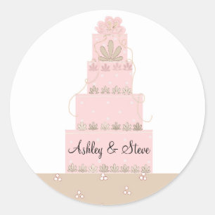 Pegatina Redonda Elegante pastel rosa salva la fecha