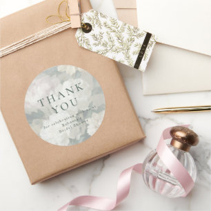 Pegatina Redonda Elegante Pastel Vintage Boda Floral Gracias