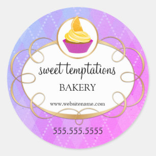 Pegatina Redonda Elegante pastelería