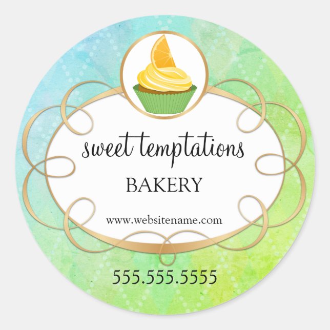 Pegatina Redonda Elegante pastelería (Anverso)
