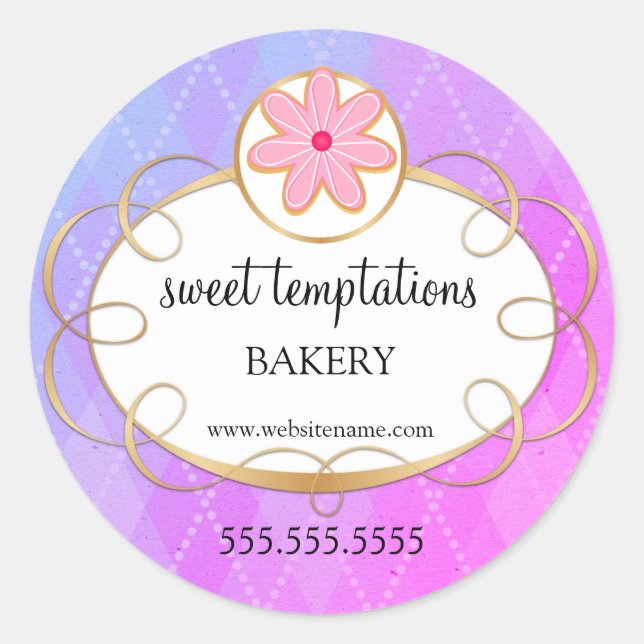 Pegatina Redonda Elegante pastelería de pasteles empaquetamiento Cl (Anverso)