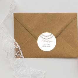Pegatina Redonda Elegante Pearl Bridal Shower