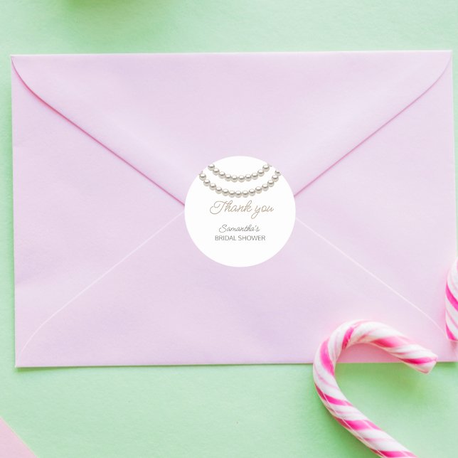 Pegatina Redonda Elegante Pearl Bridal Shower (Subido por el creador)