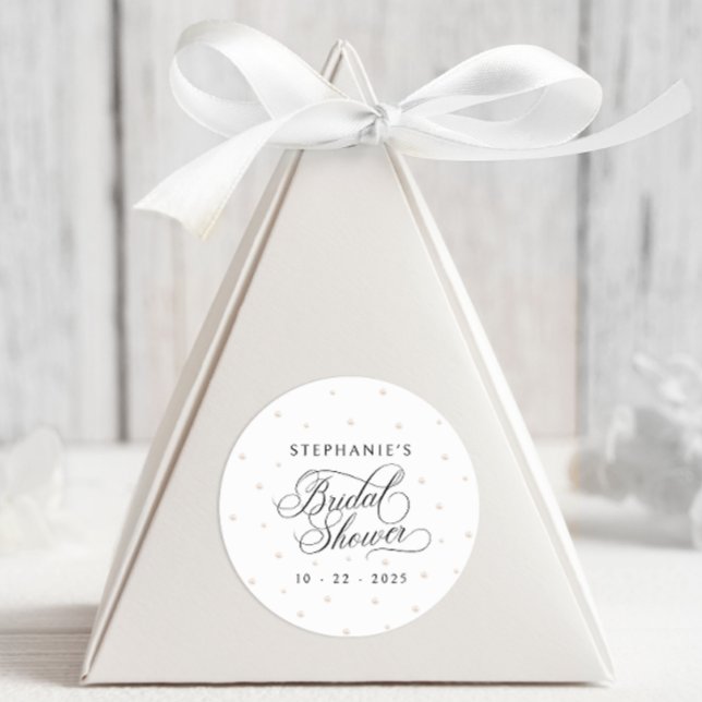 Pegatina Redonda Elegante Pearls Bridal Shower (Subido por el creador)