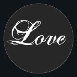 Pegatina Redonda Elegante Pegatinas de la boda de amor blanco negro<br><div class="desc">Elegante matrimonio de amor blanco y negro favorece a los Pegatinas</div>